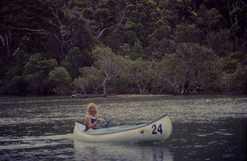 Girl kayaking, Coffs Creek