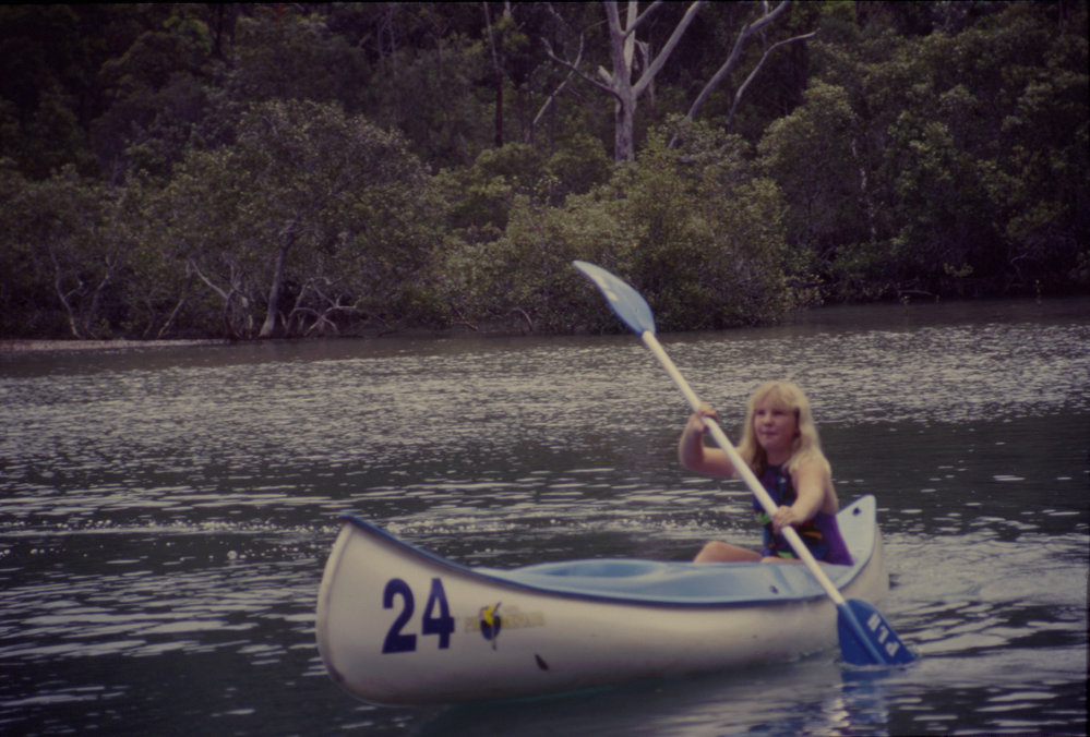 Girl kayaking, Coffs Creek