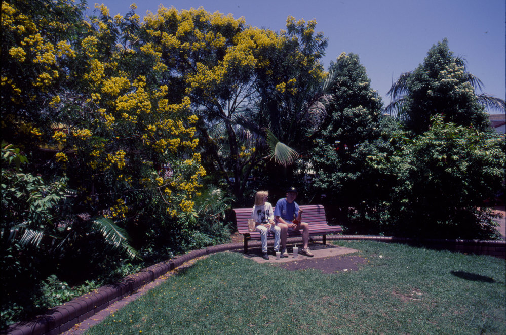 People on a park bench, City Centre Mall