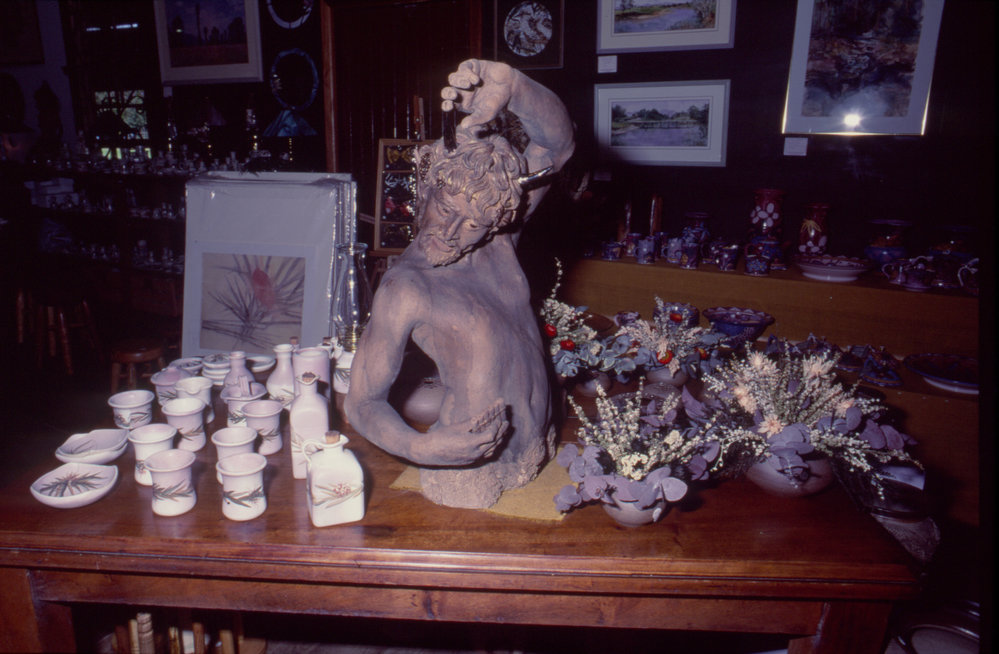 Faun &amp; pottery display, The Yellow Shed, Bellingen