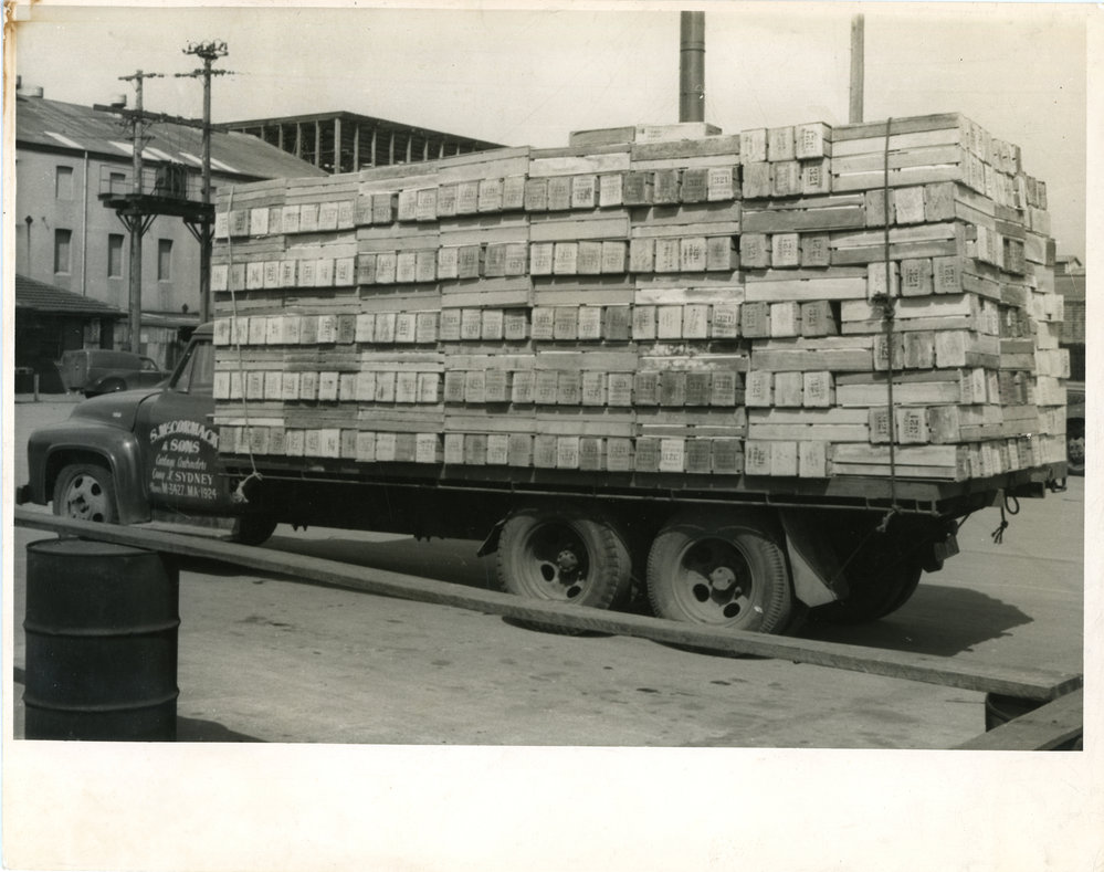 Truck with cases of bananas