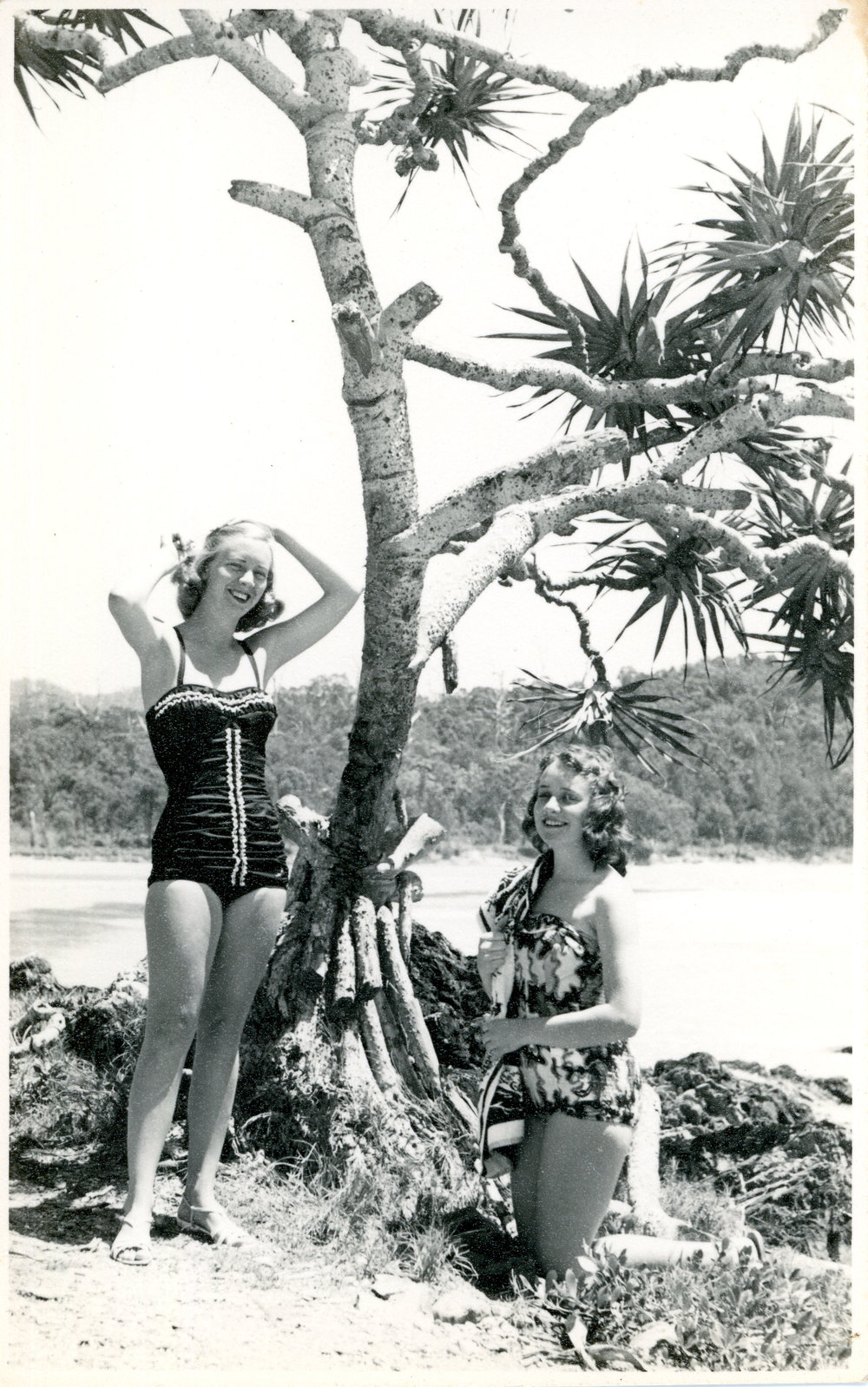 Models at Charlesworth Bay, c. 1960
