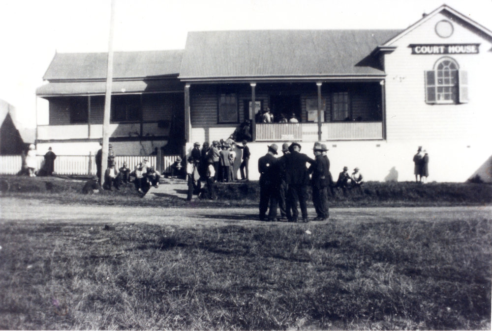 Dole collectors at the Police Station / Courthouse, 1929 - 1930