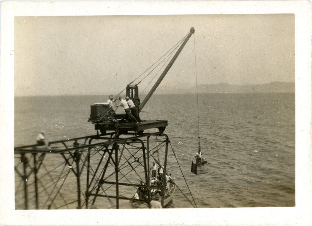 Hand crane at South Solitary Island, 11 March 1934 