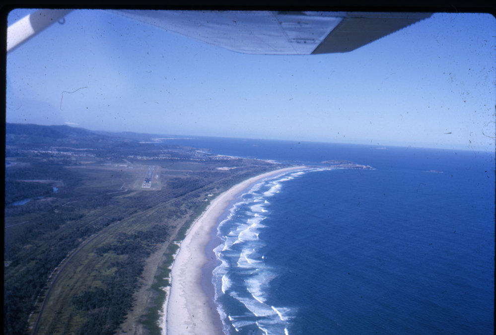 Boambee Beach and airport runway, 1965