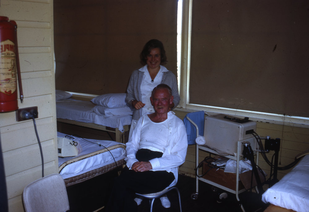 Physiotherapy patient and nurse at Coffs Harbour District Hospital, September 1969