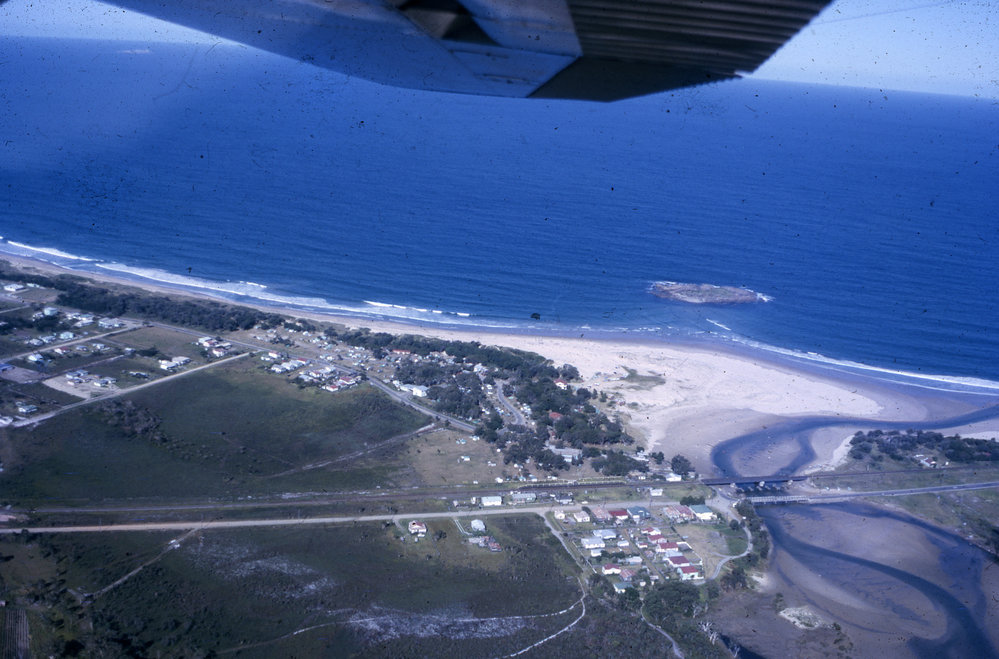 Aerial view of Coffs Creek estuary, 1965