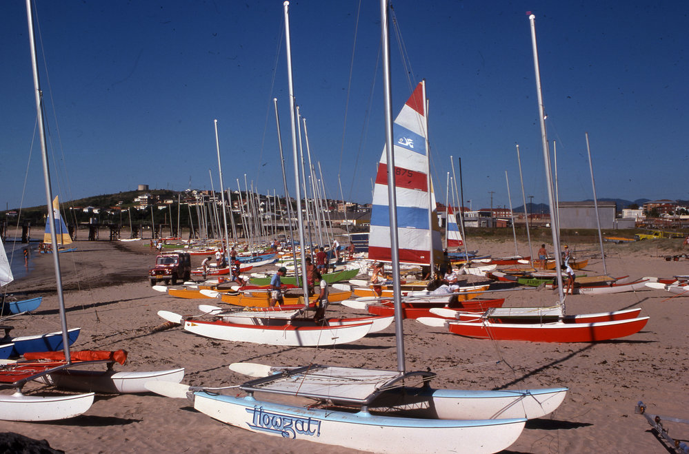Hobie catamarans at Coffs Jetty, 1977
