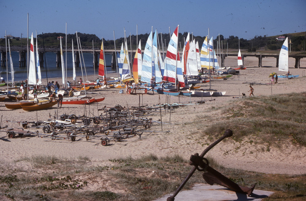 Hobie catamarans at Coffs Jetty, 1977