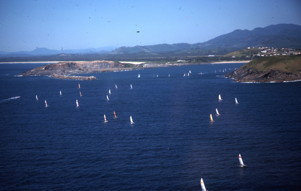 Hobie catamarans beyond the breakwalls, 1977
