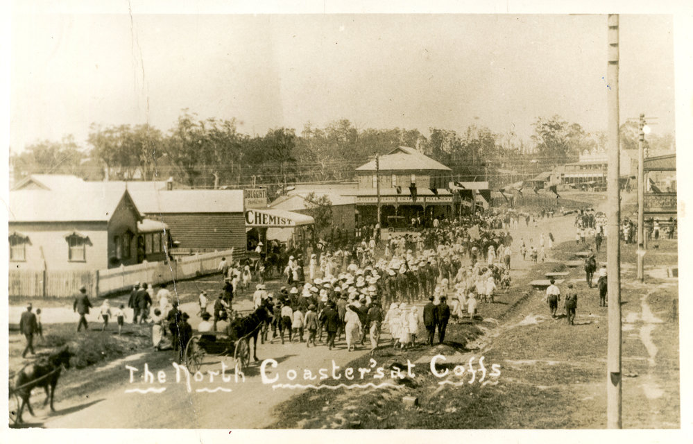 North Coasters marching through Coffs Harbour, January 1916