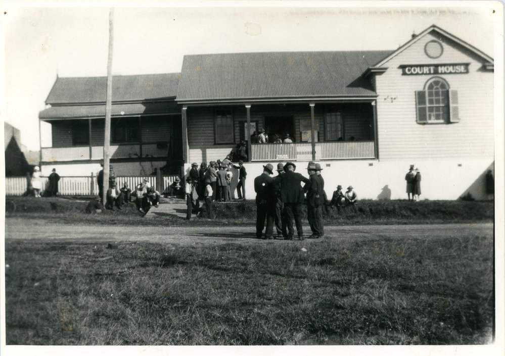 Dole collectors at the Police Station / Courthouse, 1929 - 1930