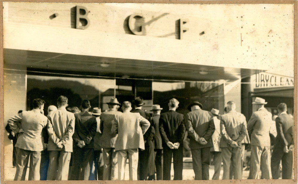 At the opening of the Banana Growers Federation building, 30 August 1951
