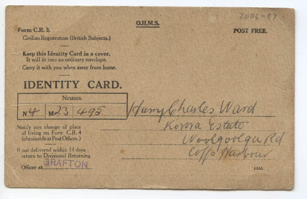 Identity Card for Harry Charles Ward