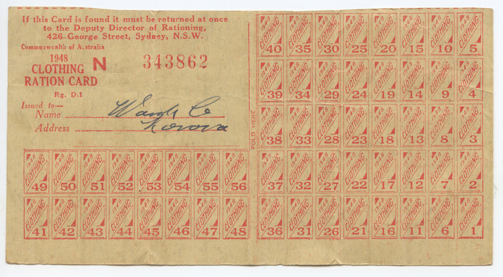 Clothing Ration Card, 1948