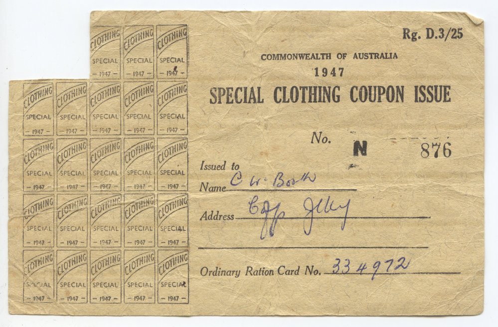 Special Clothing Coupon, 1947