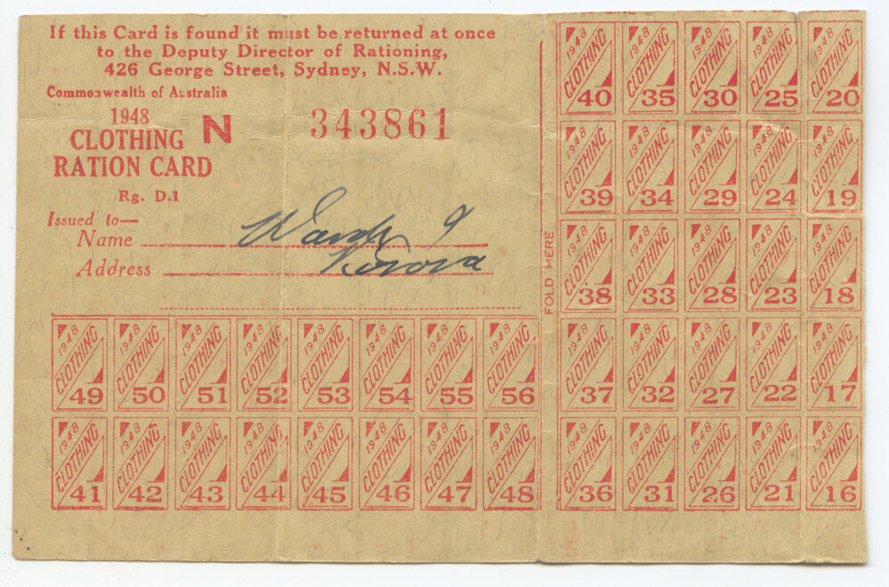 Clothing Ration Card, 1948