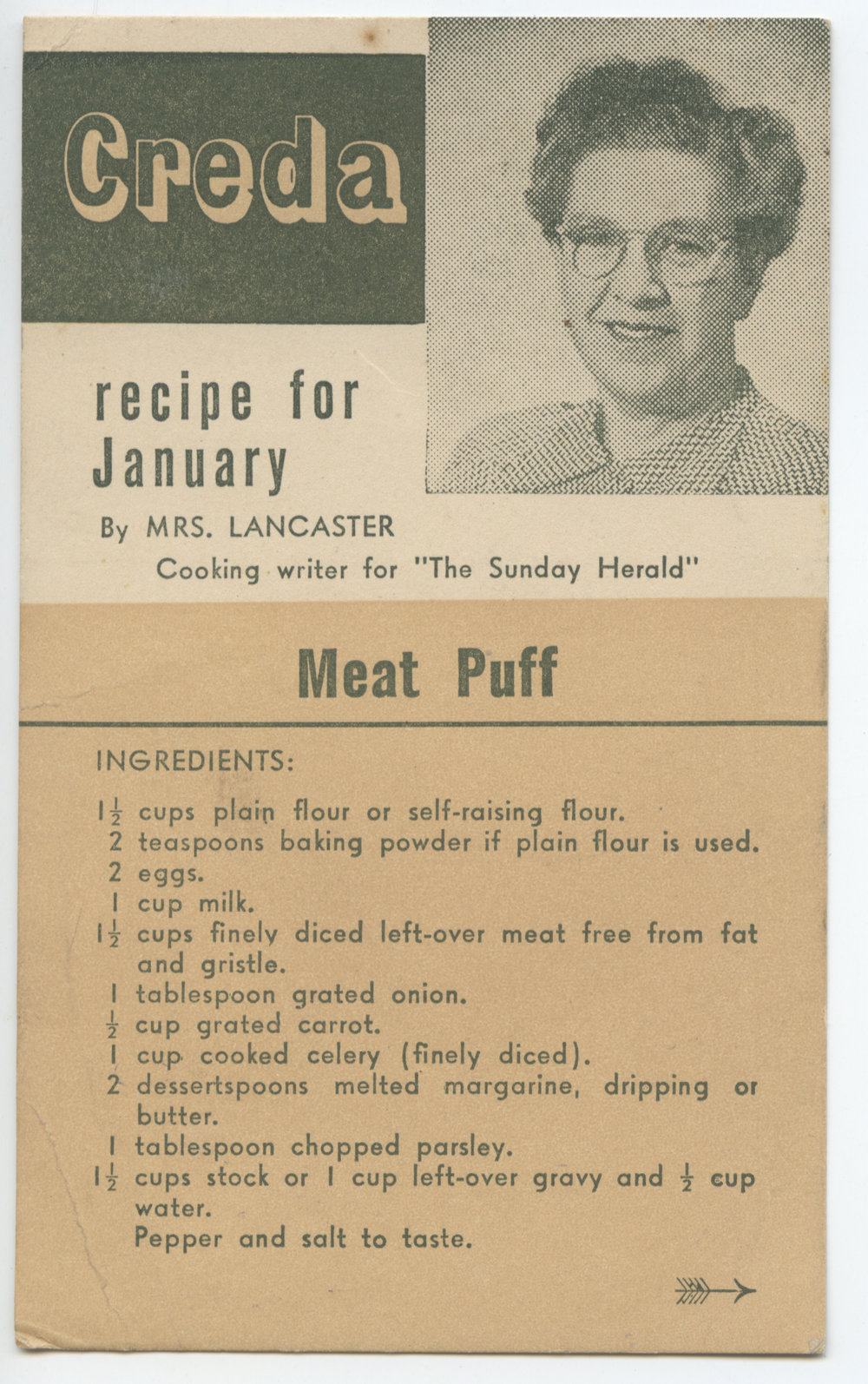 Creda recipe card