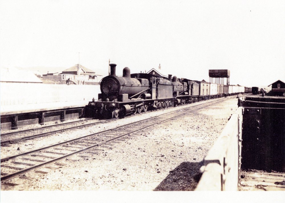 A double-headed goods train heading south, 1924