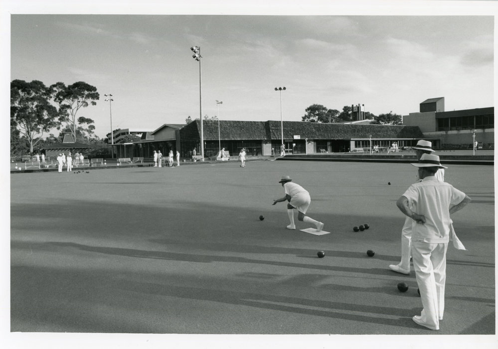 A game at the Bowling Club, October 1990