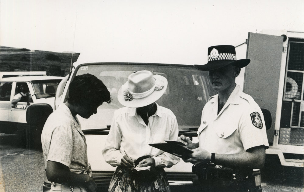 An arrest at the Emerald Beach Rally, 26 November 1991