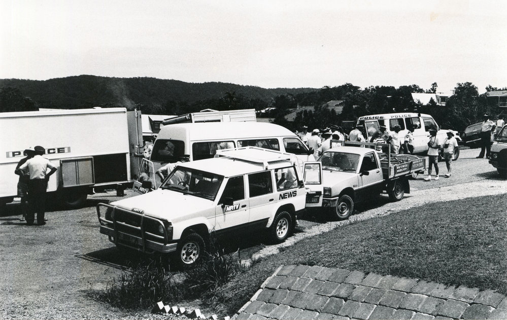 Police presence at an Emerald Beach rally, 26 November 1991