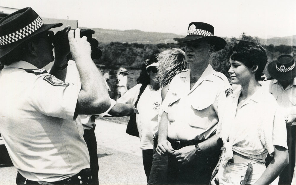 An arrest at an Emerald Beach rally, 26 November 1991