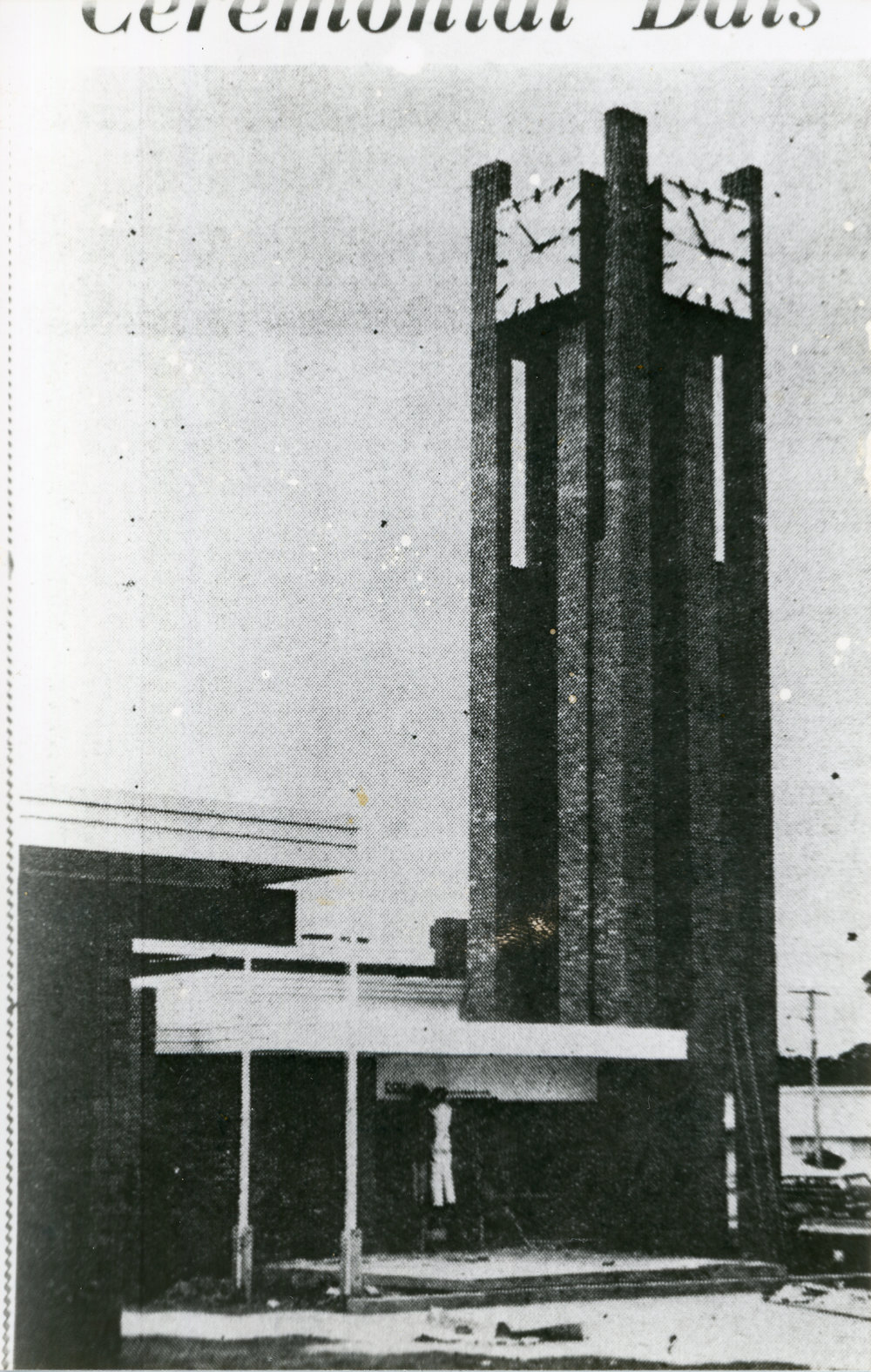 Finishing the new Council Chambers, April 1964