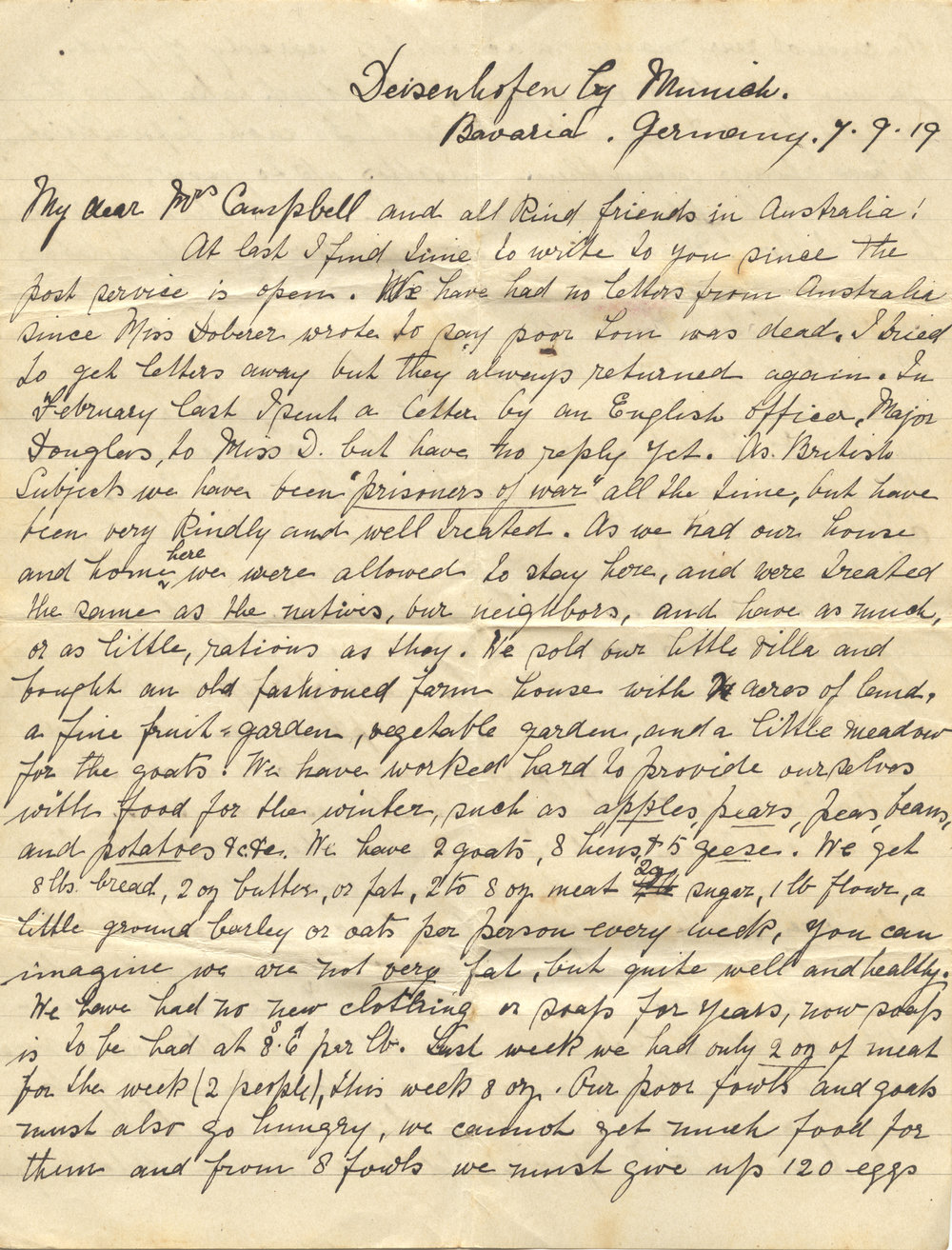 Letter, 7 September 1919