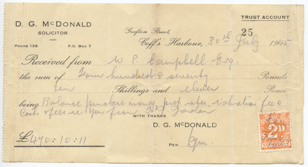 Deposit Receipt, 1945