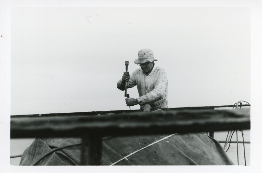 Dismantling the original optic at Smoky Cape Lighthouse, 1977