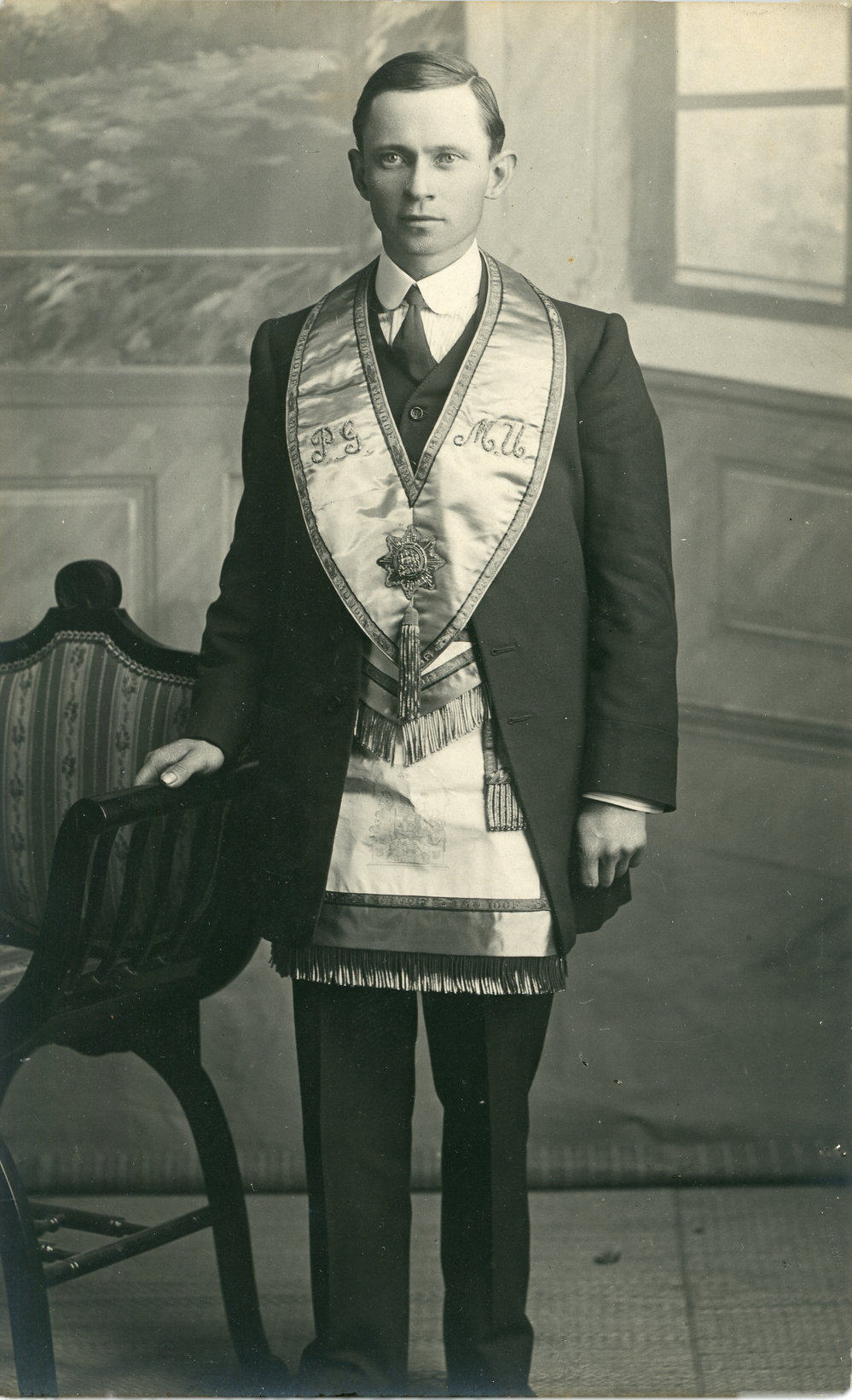 Peter Jensen in Manchester Unity of Oddfellows regalia, 1922 