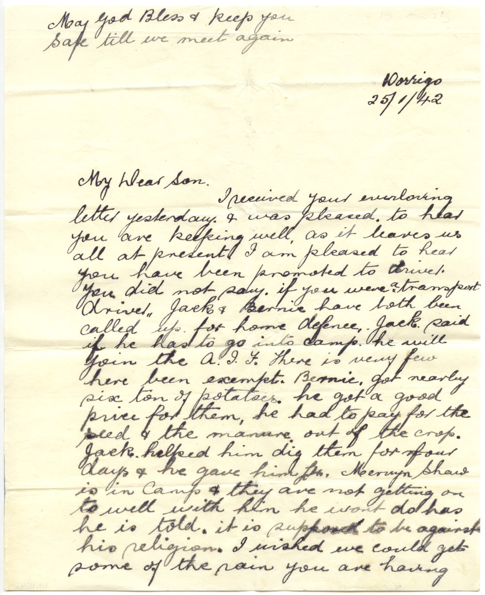 Letter from Ivy Short, 25 January 1942
