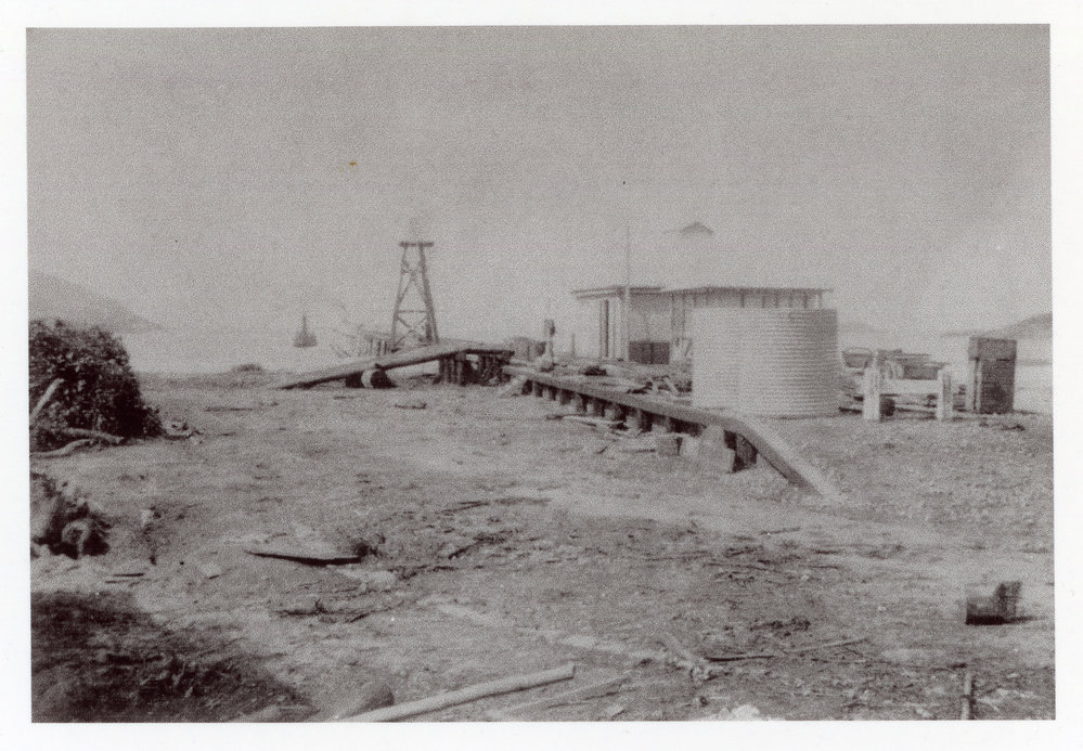 A loading ramp and work shed at the end of the Jetty, c. 1900