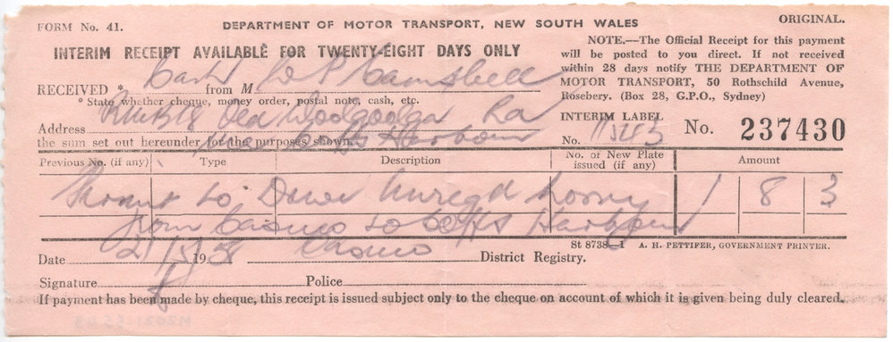 Interim Receipt Available for Twenty-Eight Days Only, August 1958