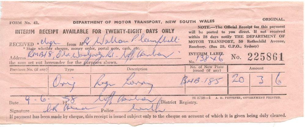 Interim Receipt Available for Twenty-Eight Days Only, June 1958