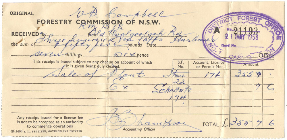 Letter and Receipt, May 1958