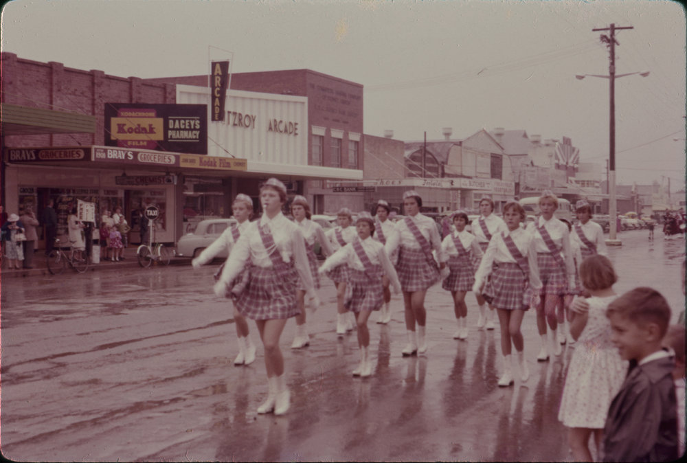 Marching girls, Coffs Harbour Centenary Parade, 1961