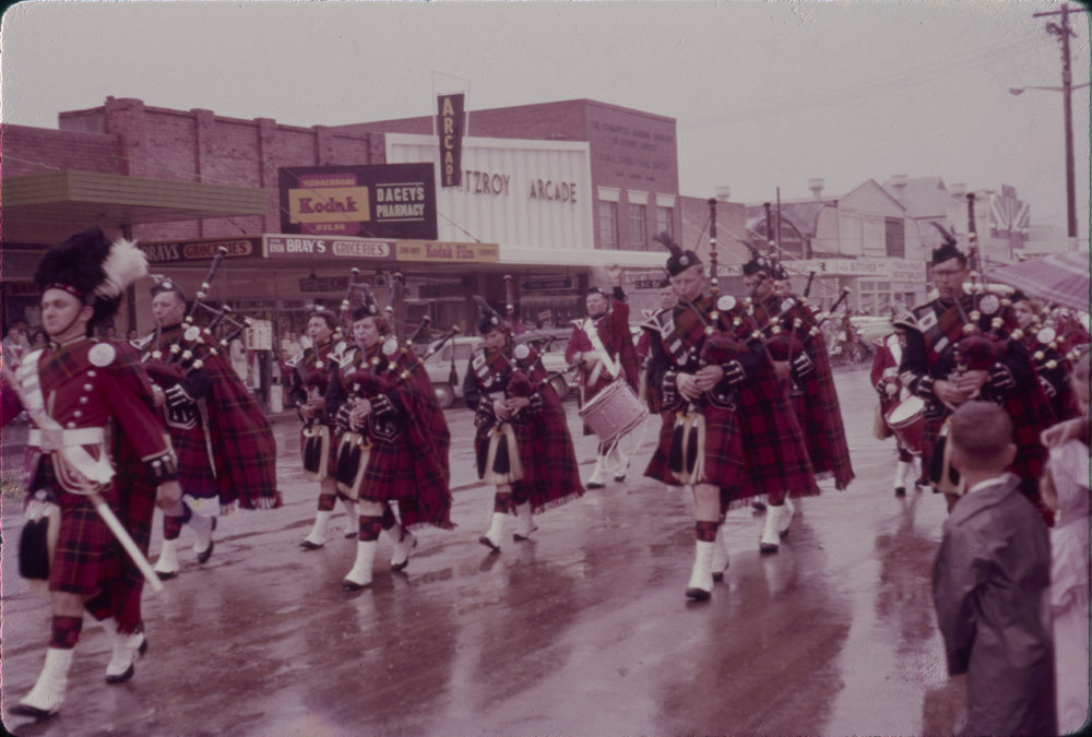 Pipe Band, Coffs Harbour Centenary Parade, 1961