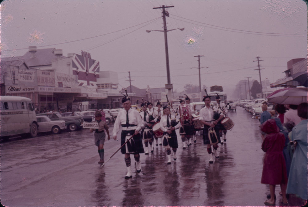 Dorrigo Pipe Band in the Coffs Harbour Centenary Parade, 1961