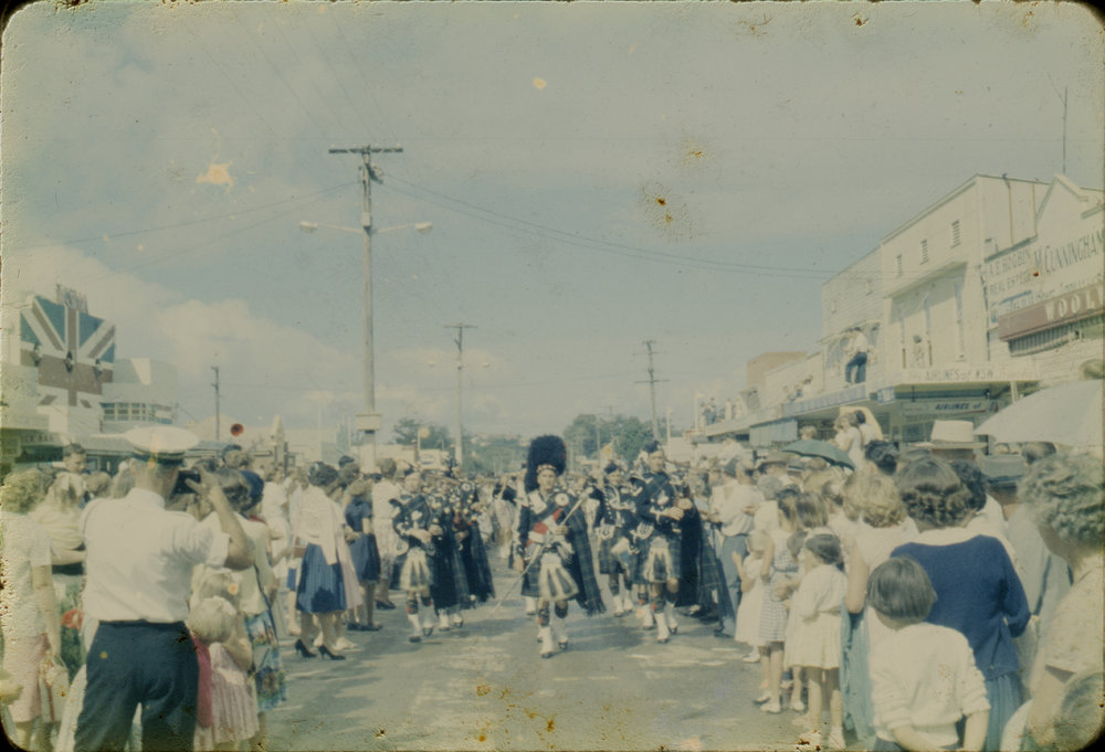 Pipe Band, Coffs Harbour Centenary Parade, 1961
