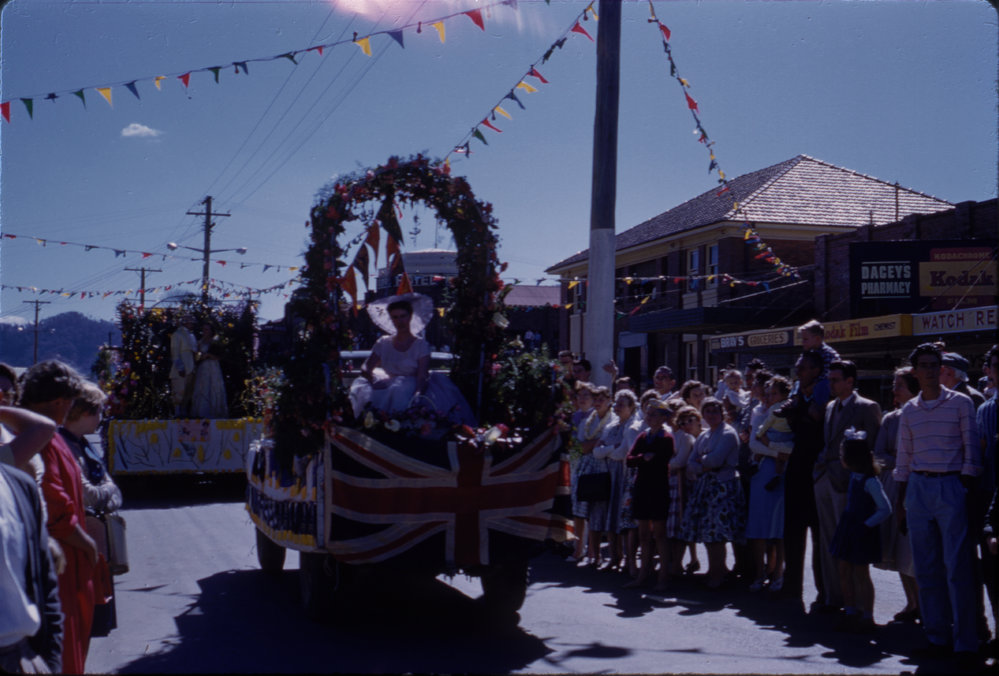 Parade floats on High Street, c. 1960s