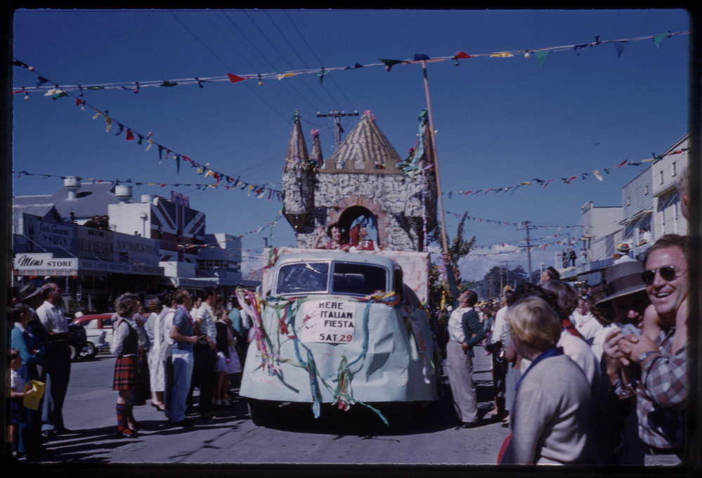 Parade float on High Street, c. 1960s