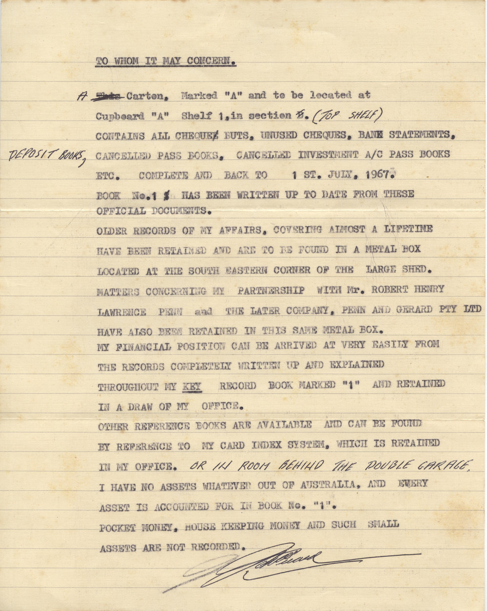 Typed statement by Jack Gerard