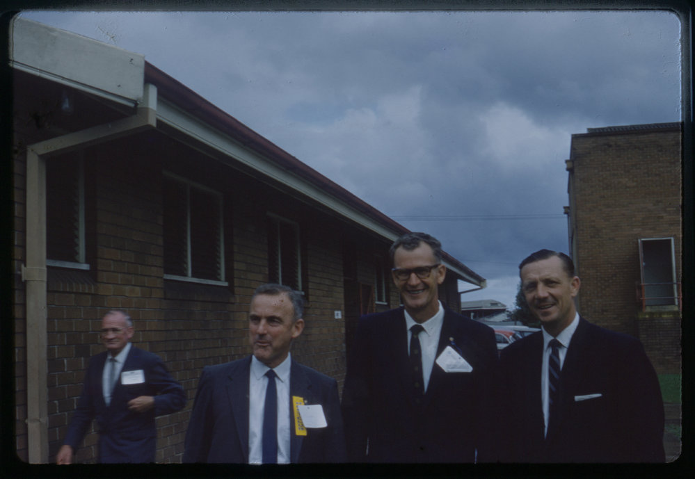 Three Rotarians at Coffs Harbour Public School, c. 1960s