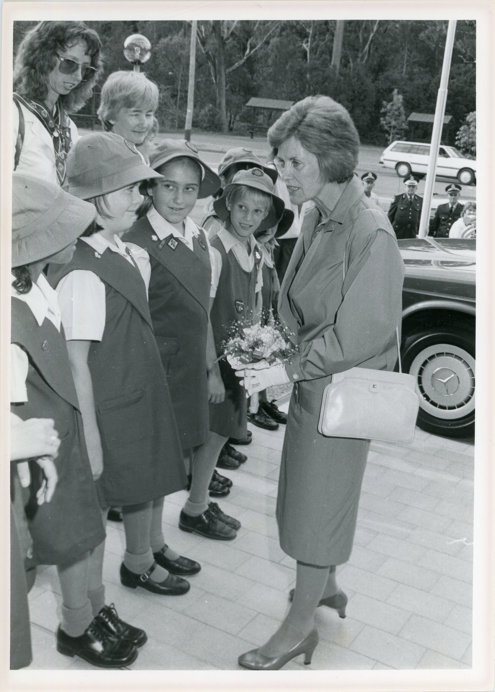 Lady Rowland meets Girl Guides, 18 April 1985