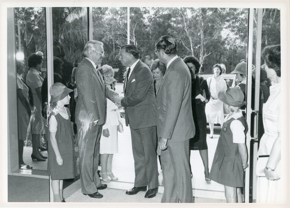 Sir James Rowland with Shire Clerk Rod Firman, 18 April 1985