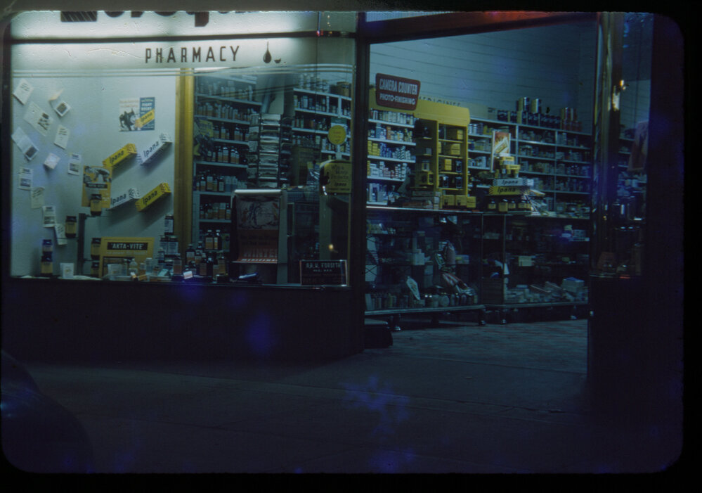 Forsyth's Pharmacy shopfront, c. 1960s