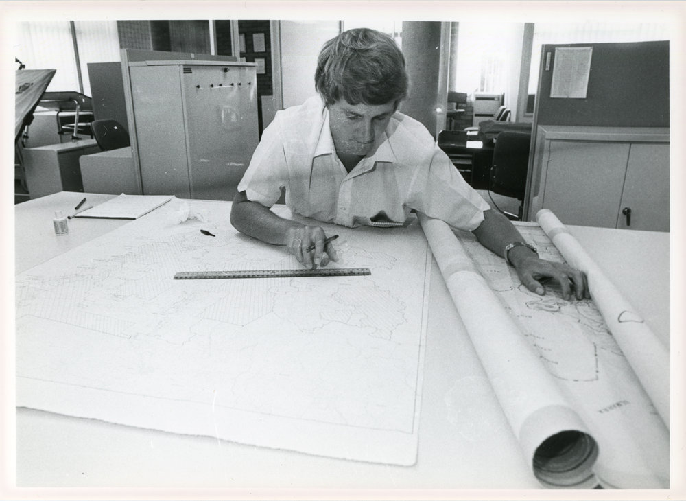 Town Planning Department in the Council administration building, 1985