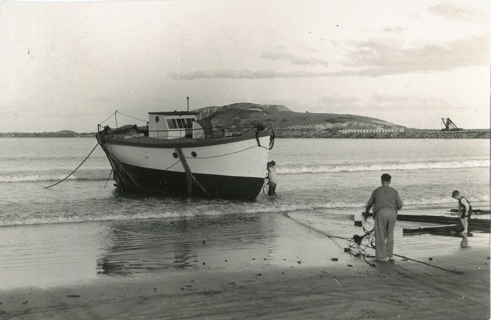 Launching the largest fishing boat, 22 July 1946